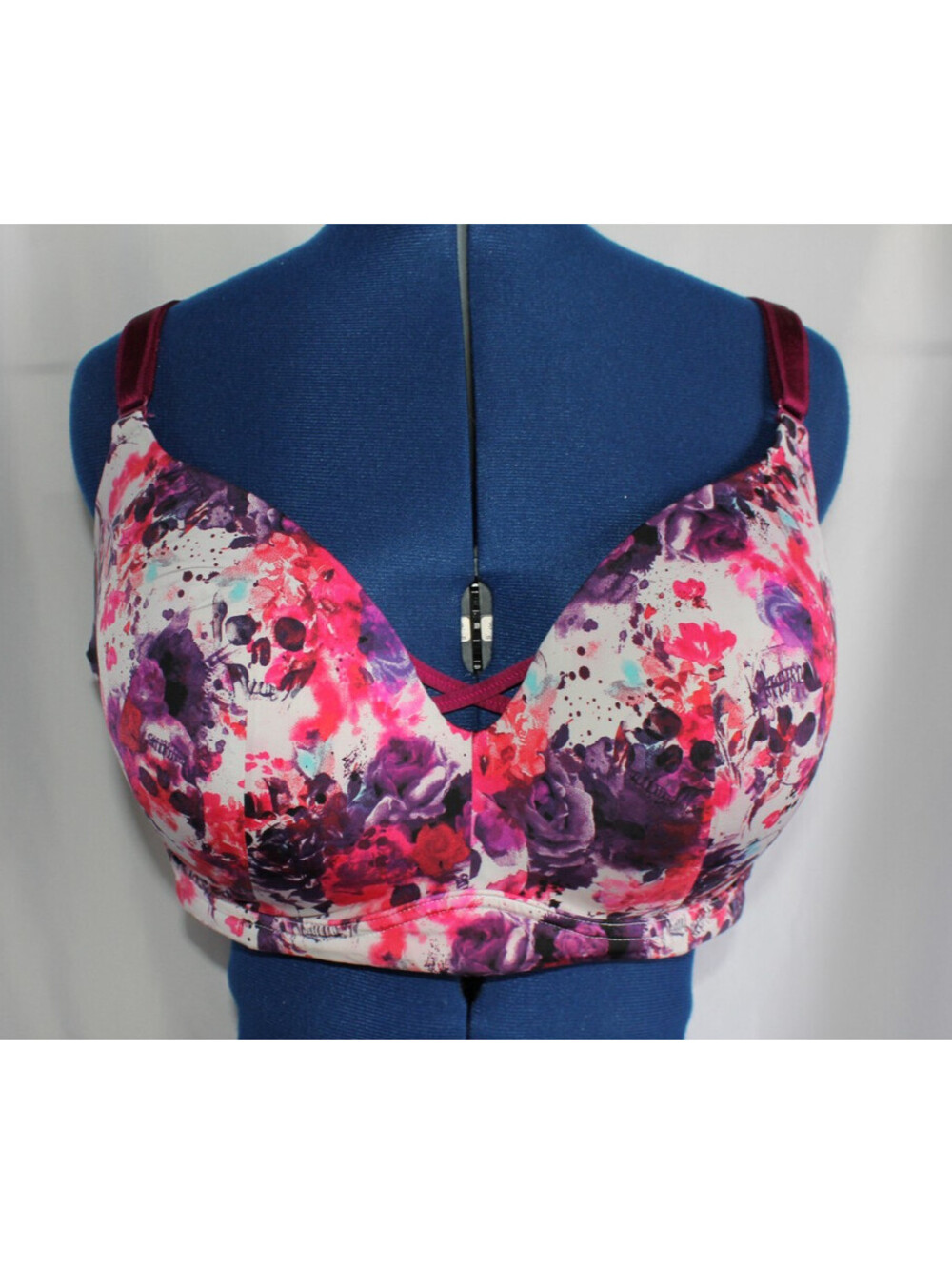 Torrid Curve 360° Back Smoothing Wire-Free Push-Up Bra 42DDD Skull Floral